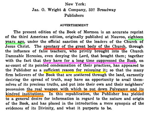 Wright Book of Mormon Advertisement